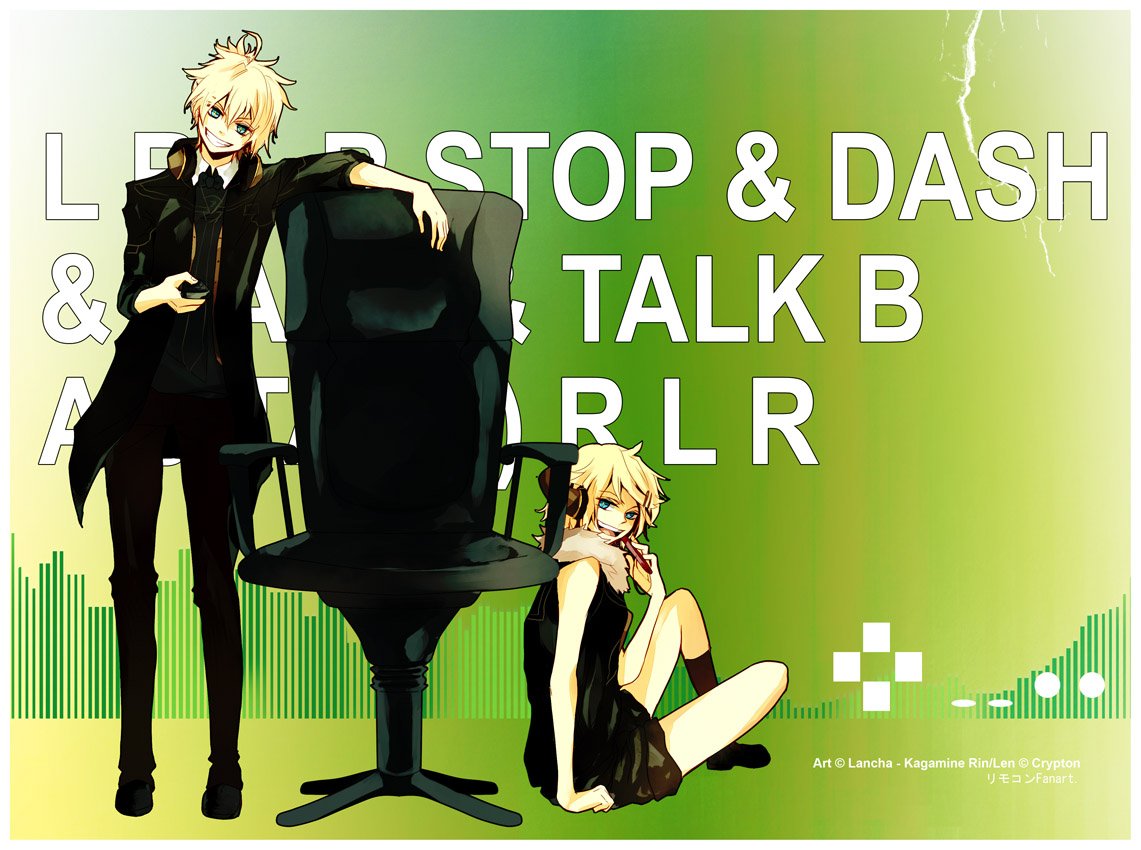 gradient, kagamine_len, kagamine_rin, lancha, male, vocaloid