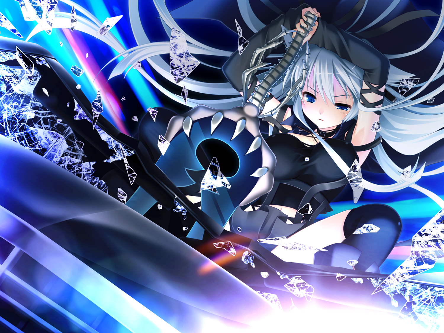 3rd_eye, bloody_rondo, blue_eyes, game_cg, gray_hair, long_hair, lynette_vance, makita_maki