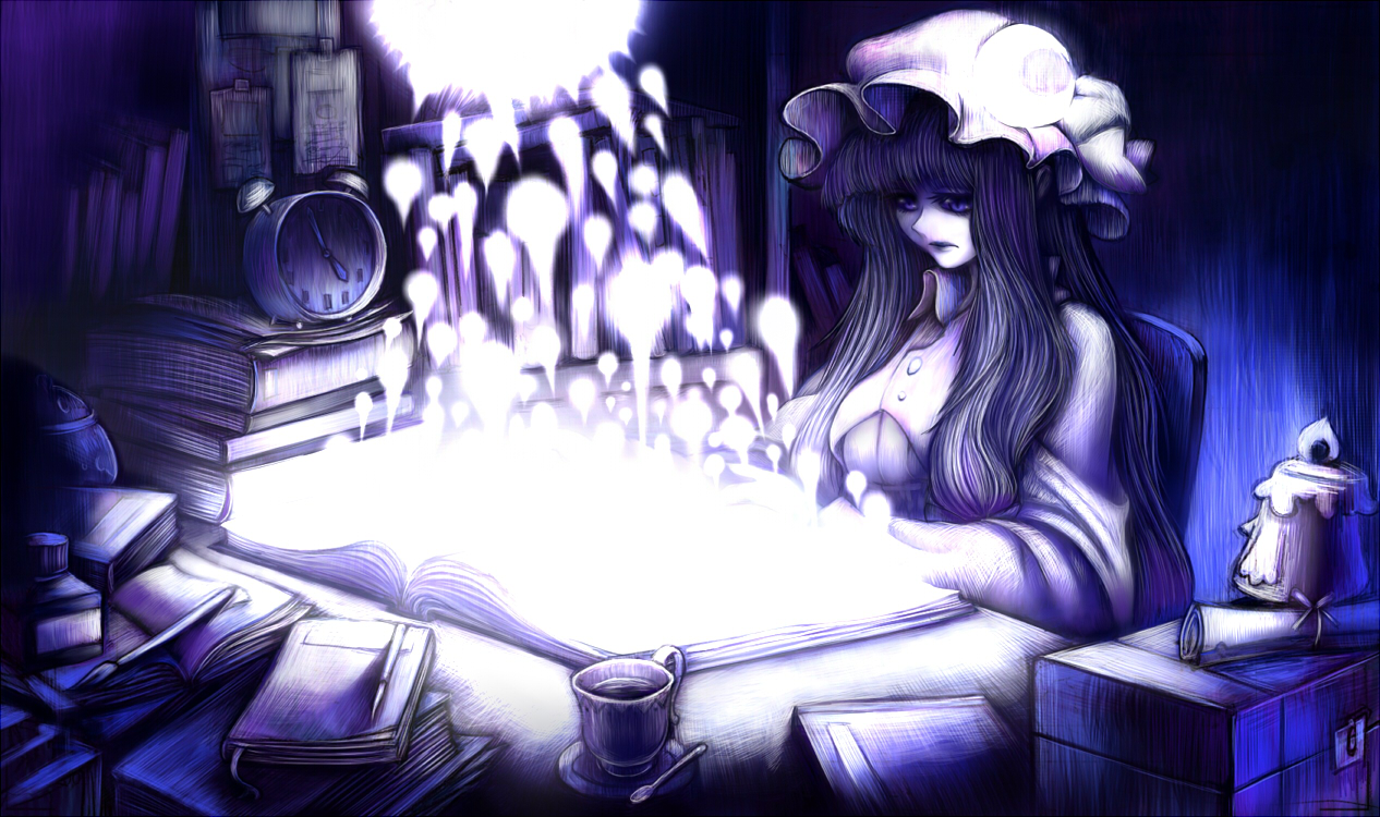 aouji, book, hat, mage, patchouli_knowledge, touhou