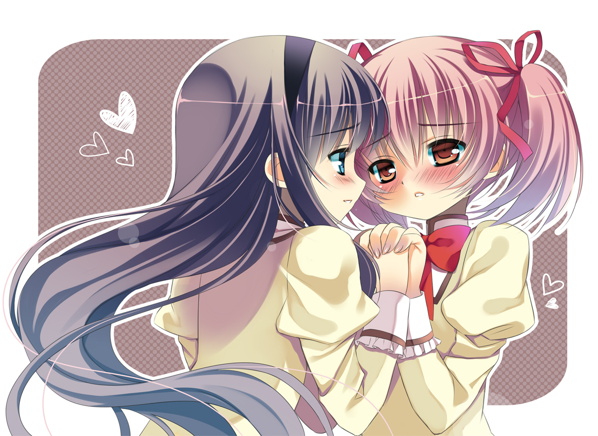 2girls, akemi_homura, kaname_madoka, mahou_shoujo_madoka_magica, masushita_ito, shoujo_ai