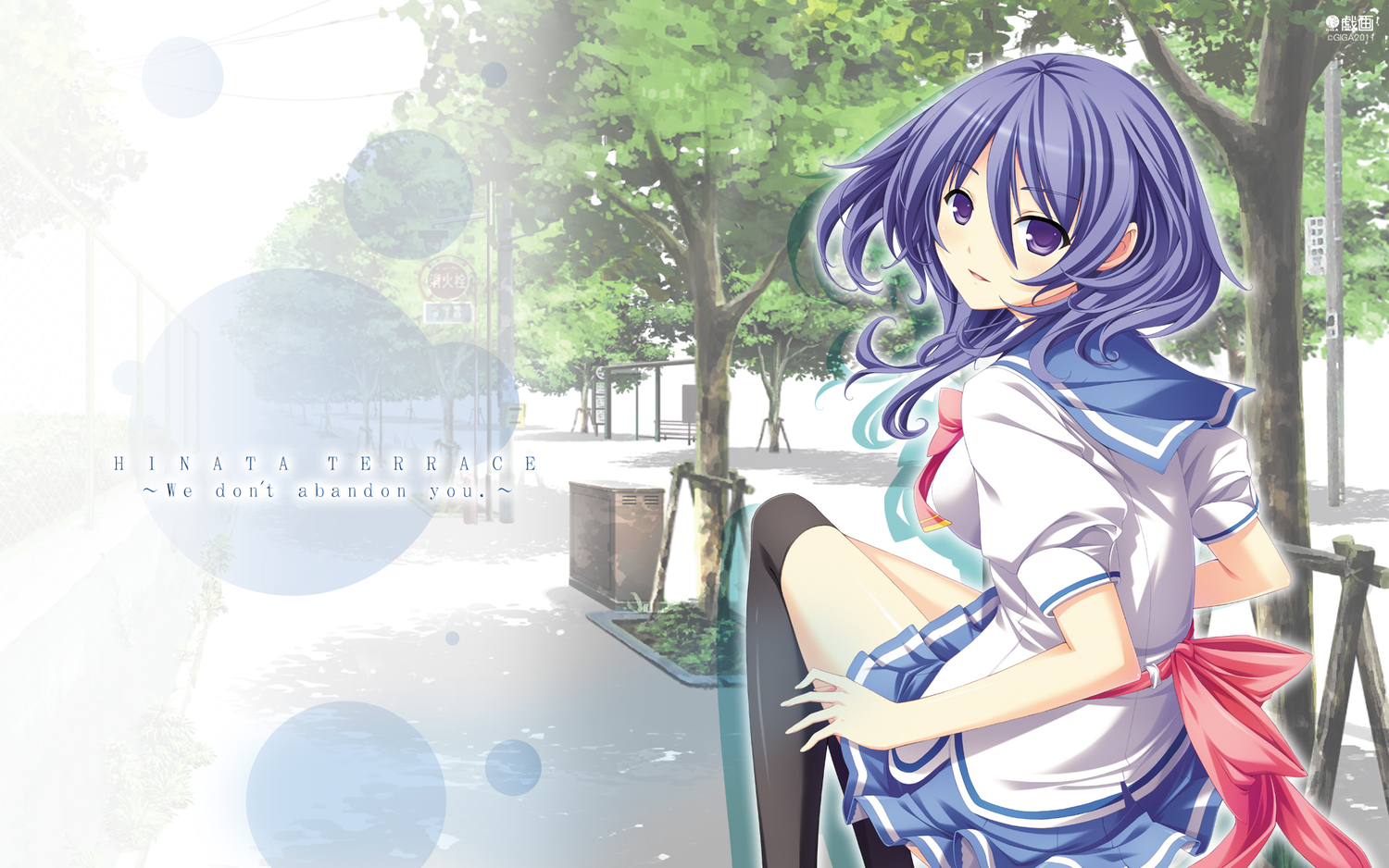 fujino_natsuki, hinata_terrace, mikoto_akemi, purple_eyes, purple_hair, school_uniform