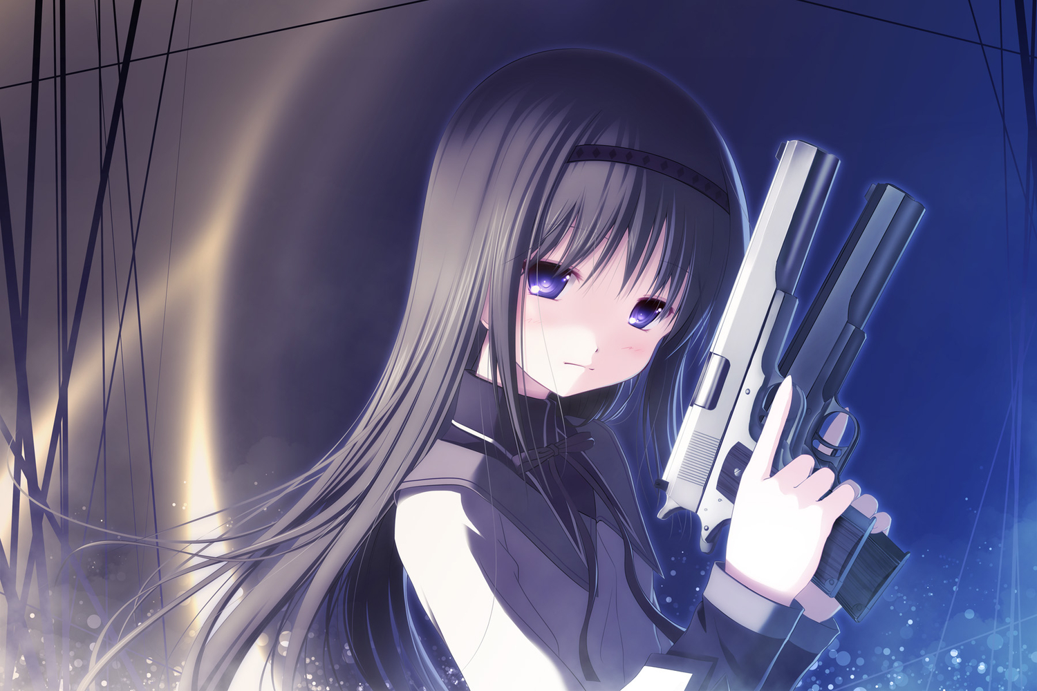 akemi_homura, gun, mahou_shoujo_madoka_magica, weapon, yuunagi_yuu