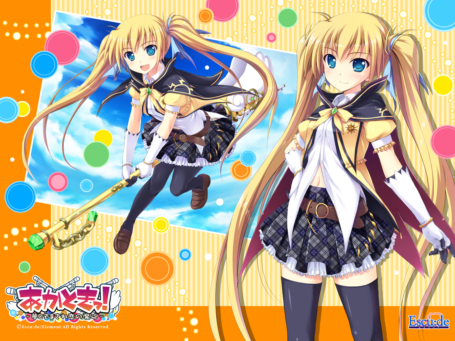 akatoki!, amata_maki, blonde_hair, blue_eyes, inugahora_an, long_hair, thighhighs, twintails