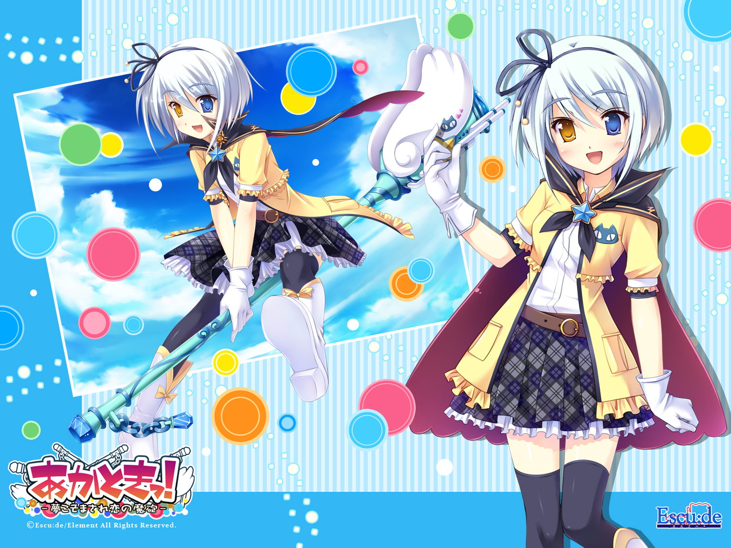 akatoki!, bicolored_eyes, inugahora_an, kurushima_lily, short_hair, thighhighs, white_hair