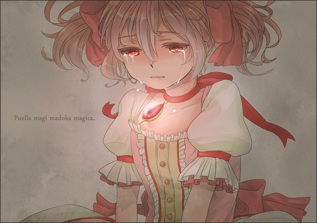 choker, kaname_madoka, kurashiki_(kas0), mahou_shoujo_madoka_magica, pink_hair, red_eyes, tears, twintails