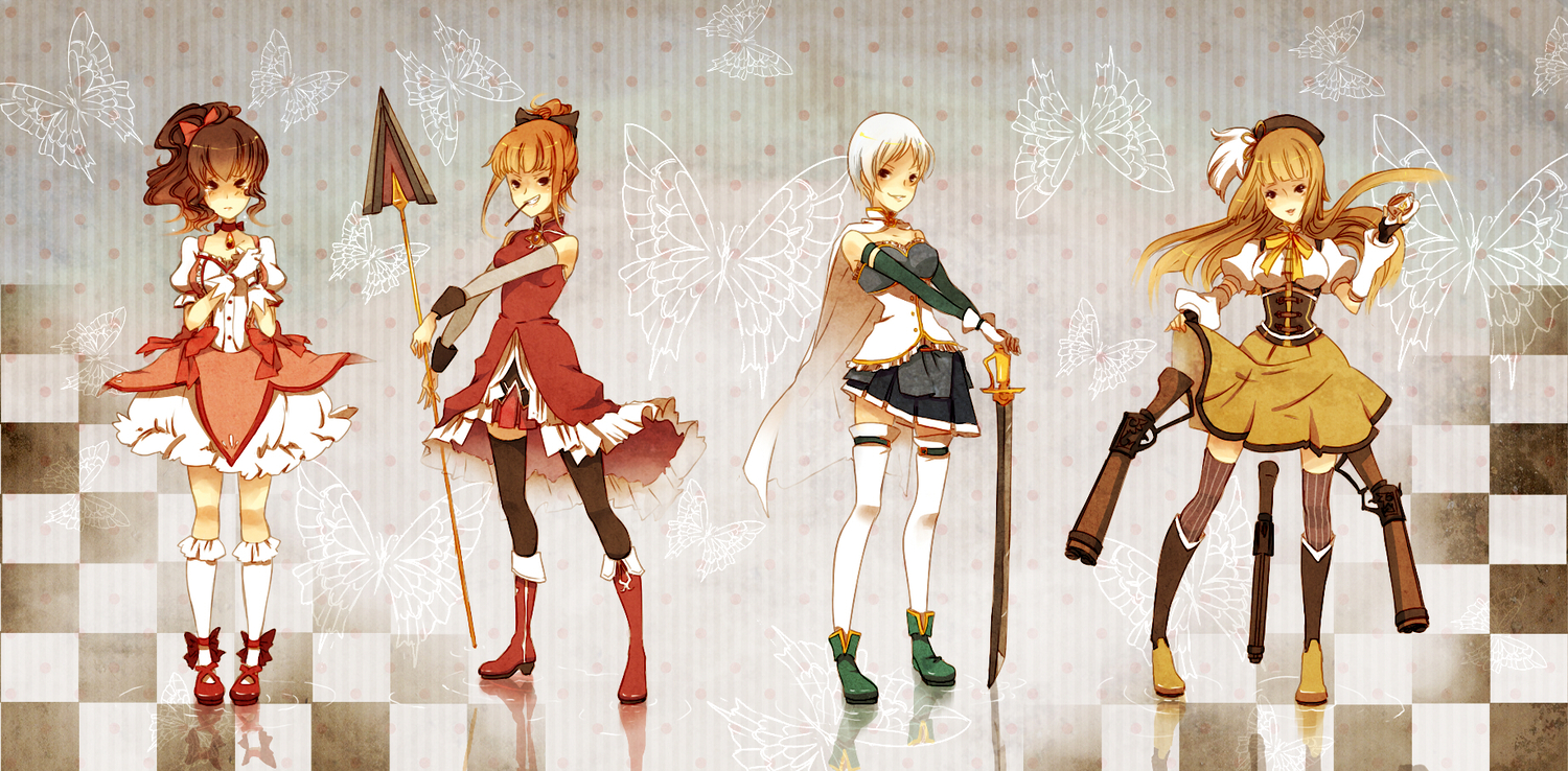 aiwatan, cosplay, gun, mahou_shoujo_madoka_magica, sword, thighhighs, umineko_no_naku_koro_ni, ushiromiya_eva