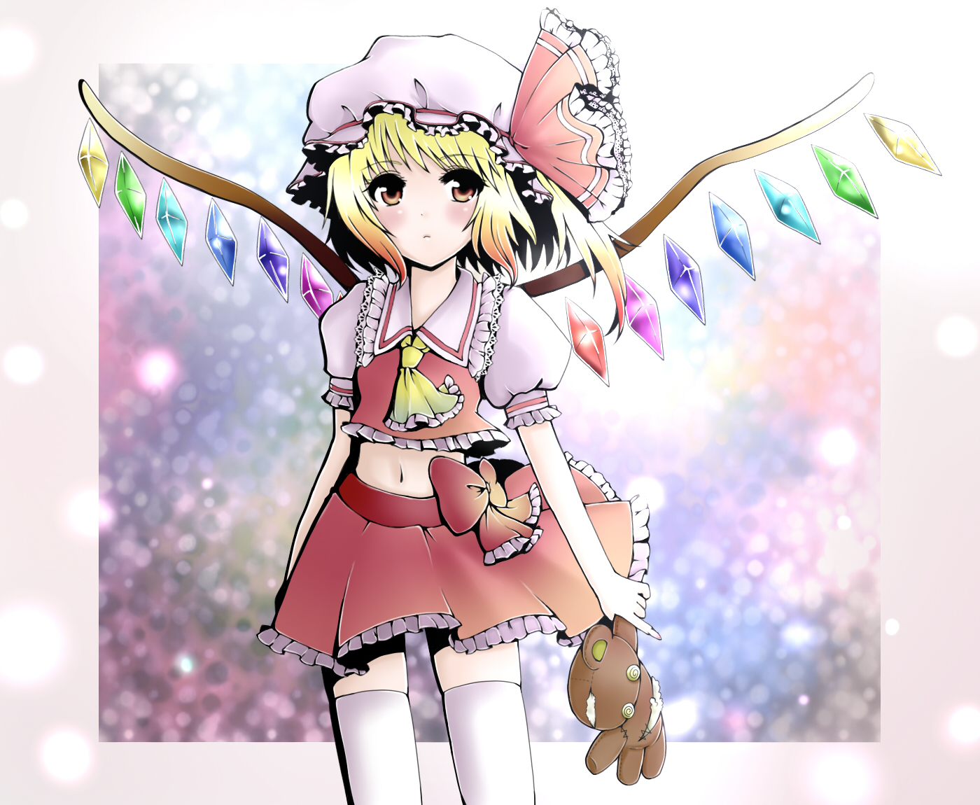 bow, flandre_scarlet, mizuki_miyu, teddy_bear, thighhighs, touhou, vampire, wings