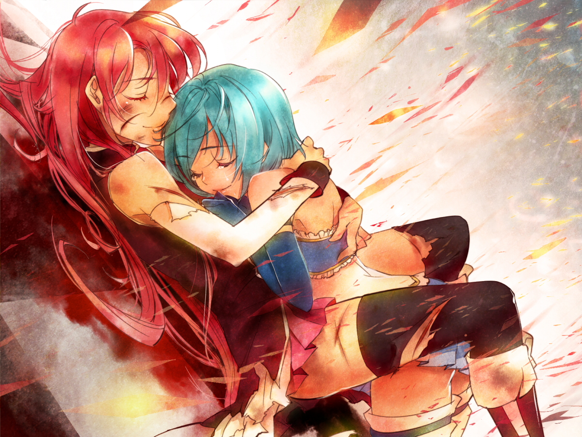 mahou_shoujo_madoka_magica, miki_sayaka, sakura_kyouko, tamachi_kuwa