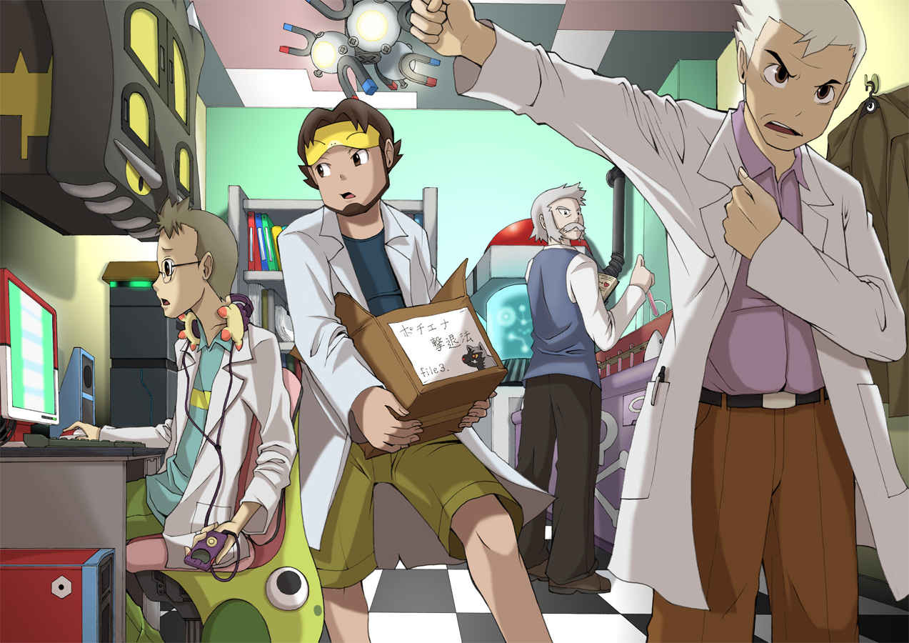 computer, group, magyo, nanakamado, nintendo, odamaki, ookido_yukinari, pokemon, short_hair, utsugi