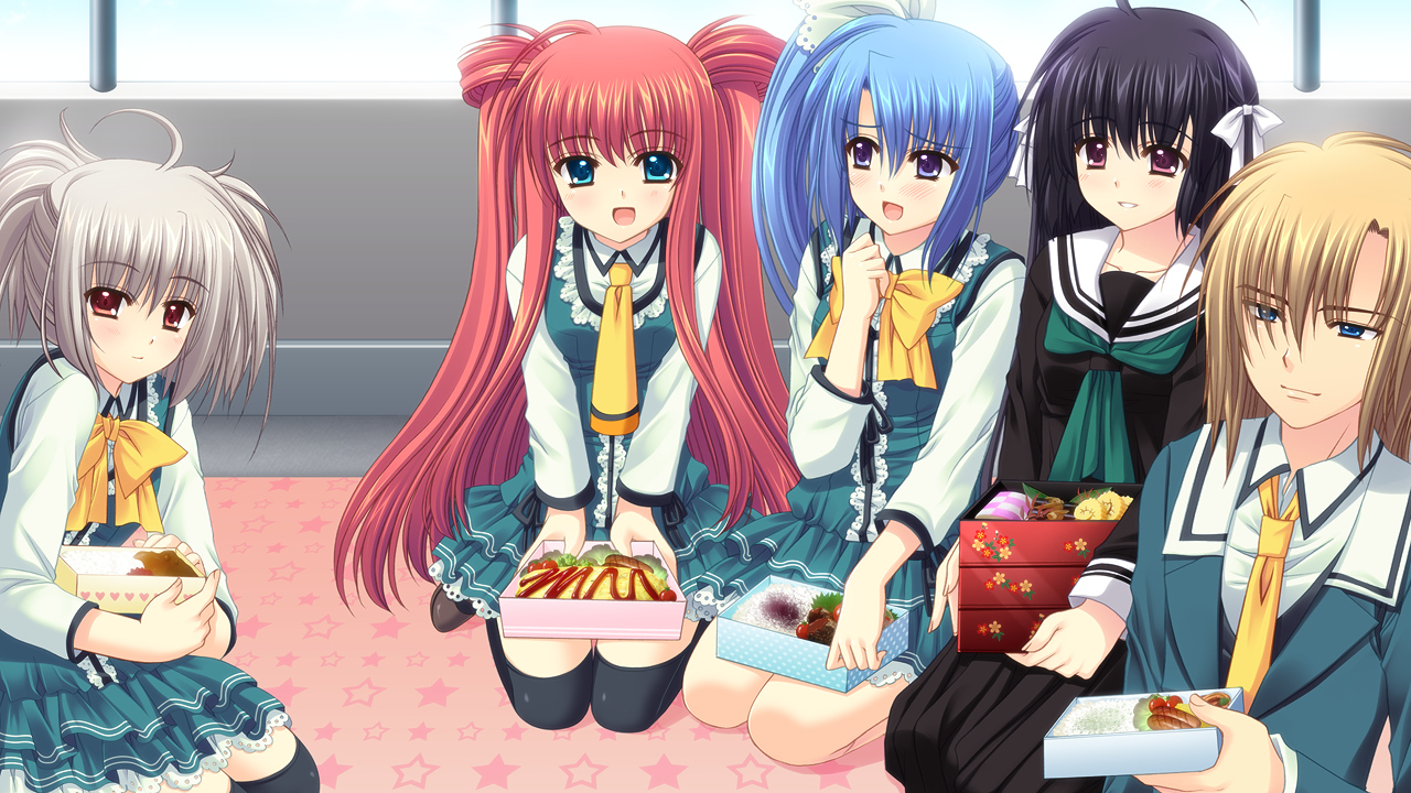 food, game_cg, group, hananomiya_ako, kona_nako, male, munemoto_tsubakiko, nishimata_aoi, school_uniform, sekai_seifuku_kanojo, yamino_yumeko, yashiki_momoharu
