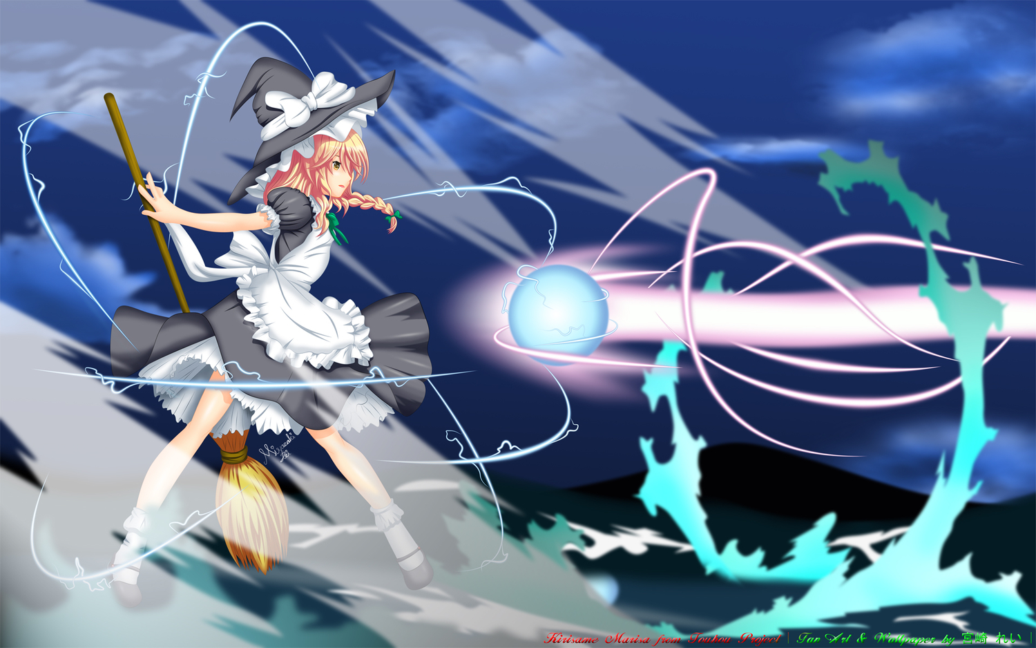 blonde_hair, dress, hat, kirisame_marisa, magic, miyazaki_rei, touhou, witch