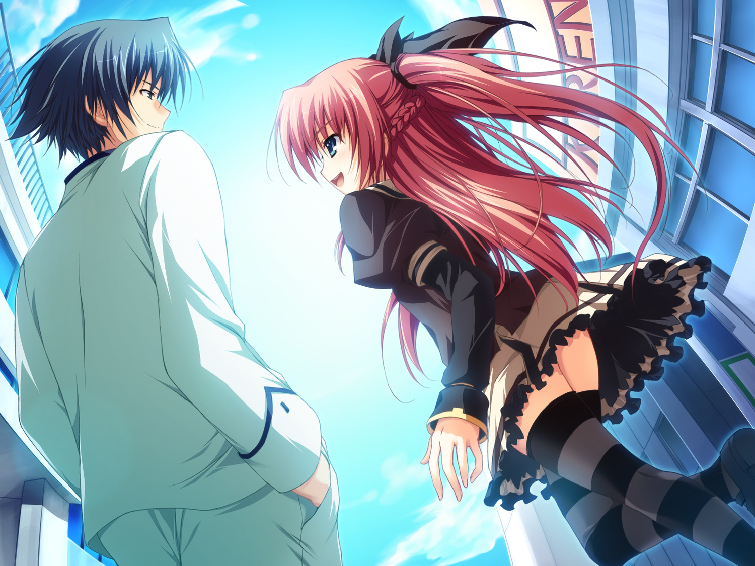 akatsuki_no_goei, game_cg, nikaidoh_reika, red_hair, school_uniform, syangrila, thighhighs, tomose_shunsaku
