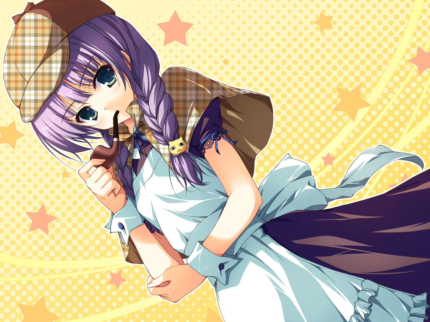 akatsuki_no_goei, game_cg, gray_hair, green_eyes, hat, syangrila, tomose_shunsaku, tsuki