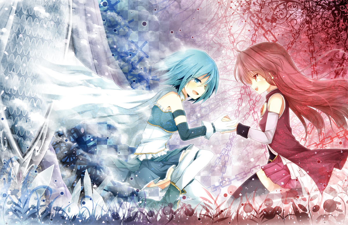akashio_(loli_ace), mahou_shoujo_madoka_magica, mari_audio, miki_sayaka, sakura_kyouko