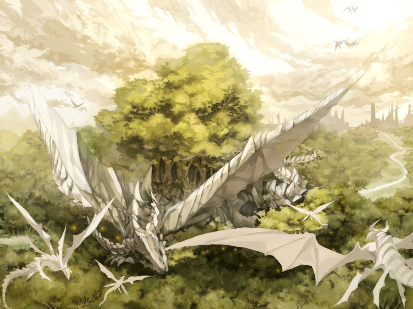 anbivarens, dragon, original, tail, tree, wings