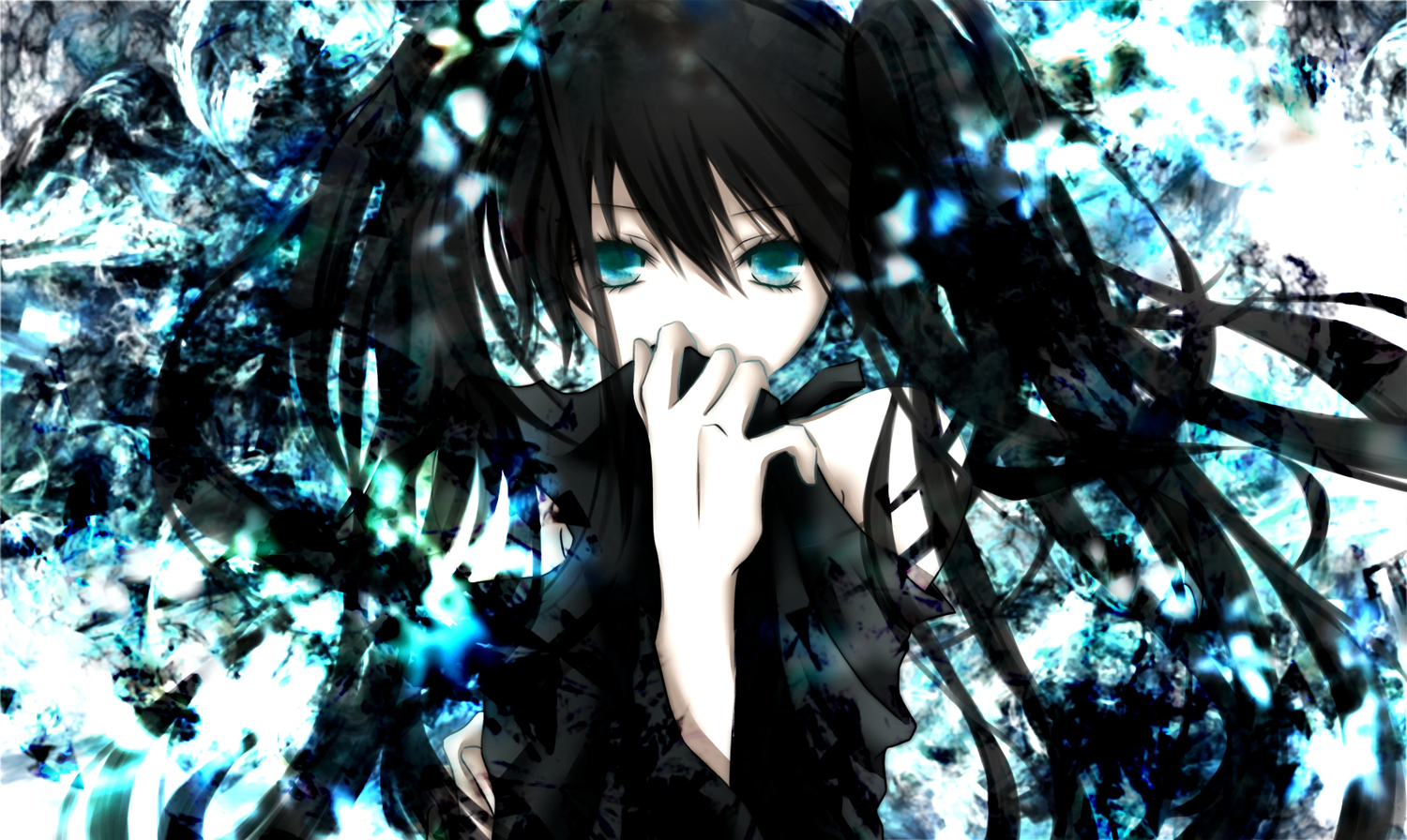 aonoe, aqua_eyes, black_hair, blue_eyes, hatsune_miku, long_hair, twintails, vocaloid