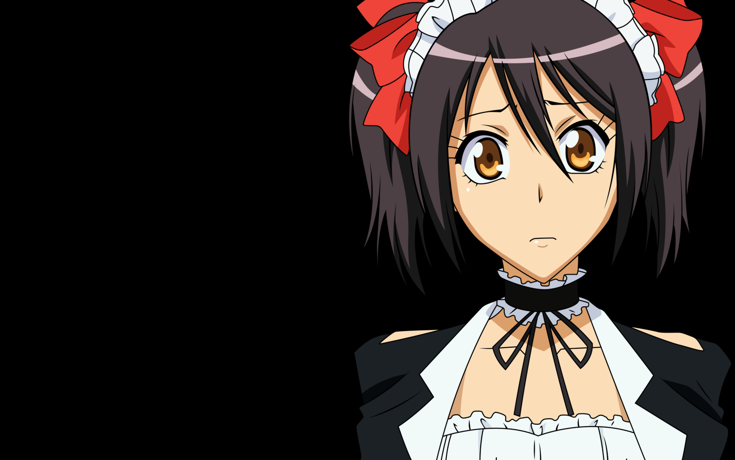 ayuzawa_misaki, black_hair, choker, close, headdress, kaichou_wa_maid_sama, maid, transparent
