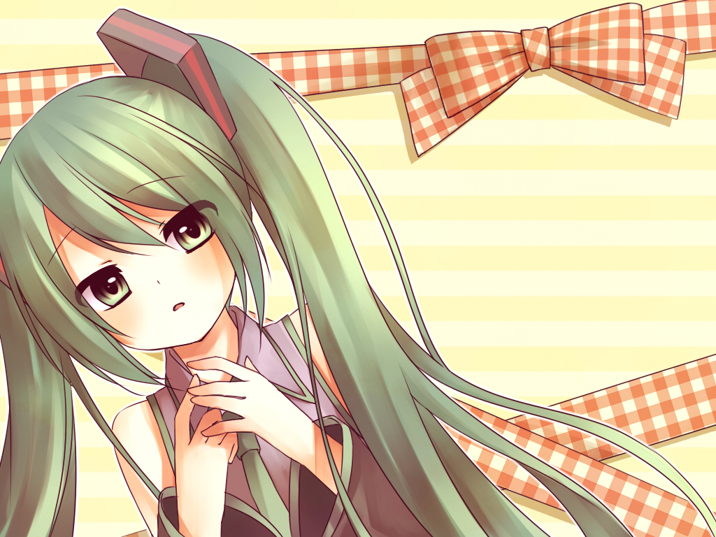 1girl, amane_kurumi, bad_hands, detached_sleeves, hatsune_miku, long_hair, necktie, solo, twintails, very_long_hair, vocaloid