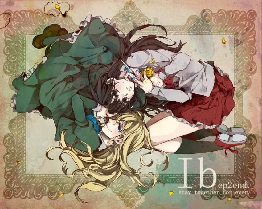 2girls, ehoumaki_otoko, flower, highres, ib, ib_(ib), mary_(ib), multiple_girls