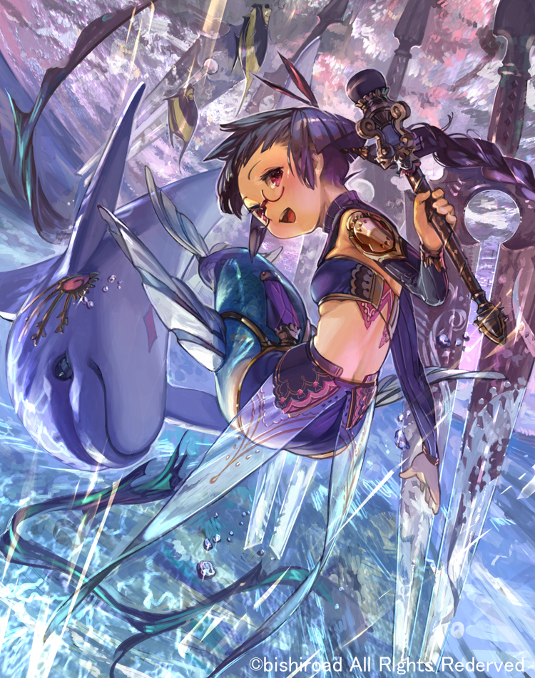 back, bandeau, bermuda_triangle, braid, cardfight!!_vanguard, dolphin, dolphin_friend_plage, jikan_hakushaku