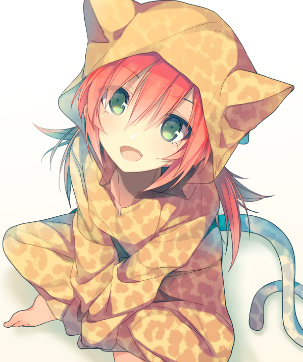 1boy, androgynous, animal_costume, animal_ears, barefoot, cat_costume, cat_ears, cat_tail