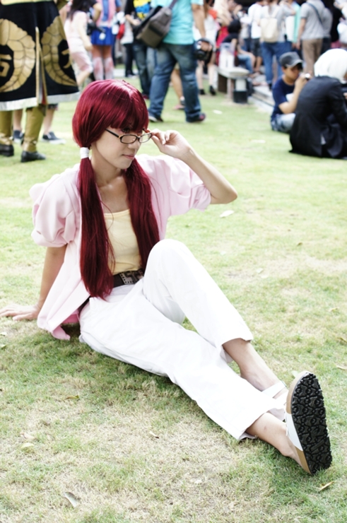 cosplay, female, glasses, photo, red_hair, rinko_jerrard, sandals, tagme