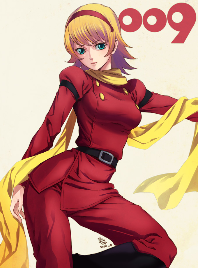 009_re:cyborg, 1girl, blonde_hair, blue_eyes, boots, breasts, cyborg_009, francoise_arnoul