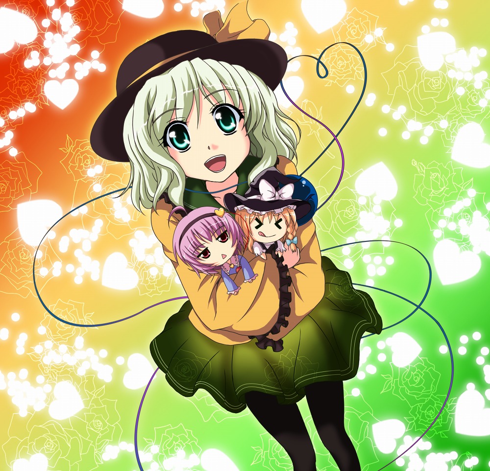 >_<, 3girls, :<, :q, ahoge, aqua_hair, blouse, blue_eyes