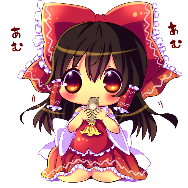 1girl, :3, ascot, blush, bow, brown_eyes, brown_hair, chibi