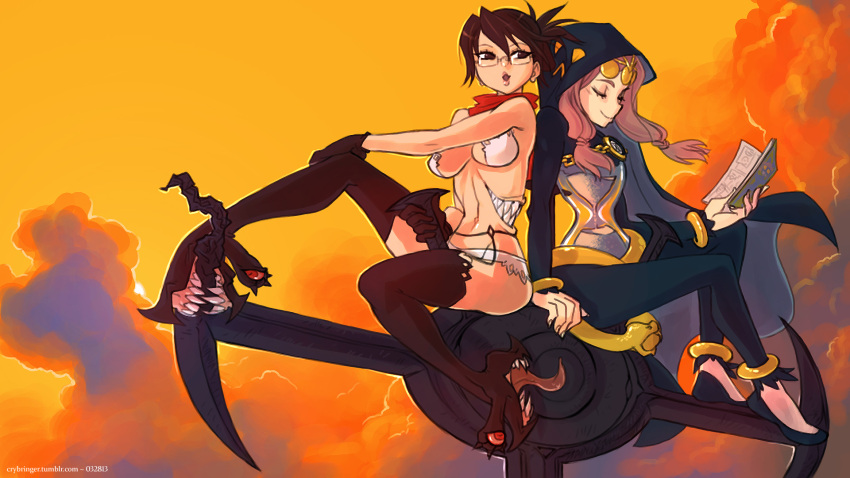 aeon_(skullgirls), flats, glasses, highres, hourglass, jason_robinson, skullgirls, venus_(skullgirls)