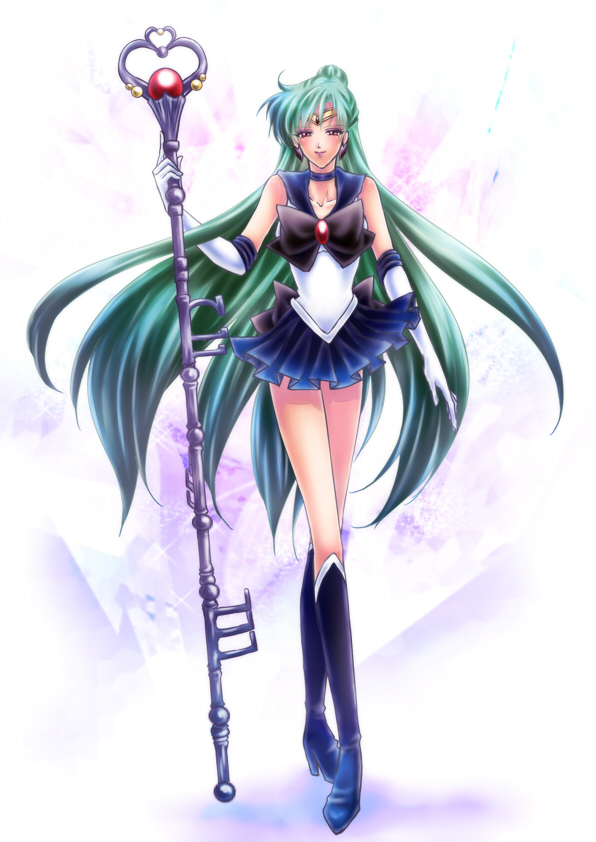 1girl, bishoujo_senshi_sailor_moon, black_dress, boots, bow, brown_eyes, choker, crossed_legs_(standing)