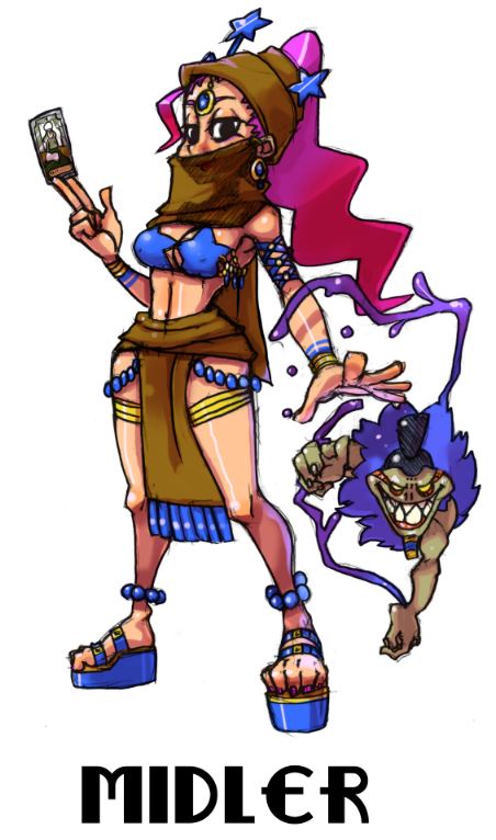 1girl, alex_ahad_(style), anklet, bare_shoulders, breasts, card, character_name, dancer