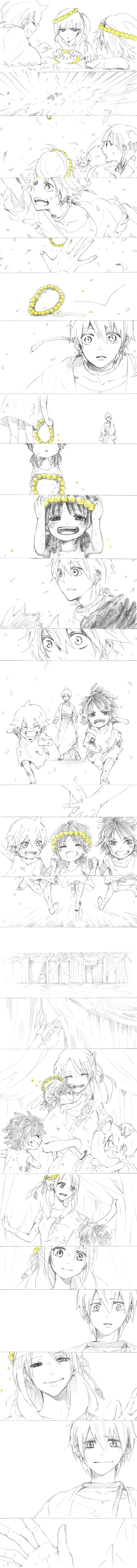 absurdres, aladdin_(magi), ali_baba_saluja, anise_(magi), comic, dual_persona, en_(sanote), flower