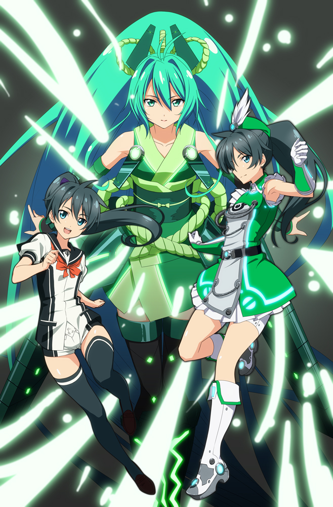 aqua_hair, armpits, bare_shoulders, bike_shorts, blue_eyes, boots, faulds, frills
