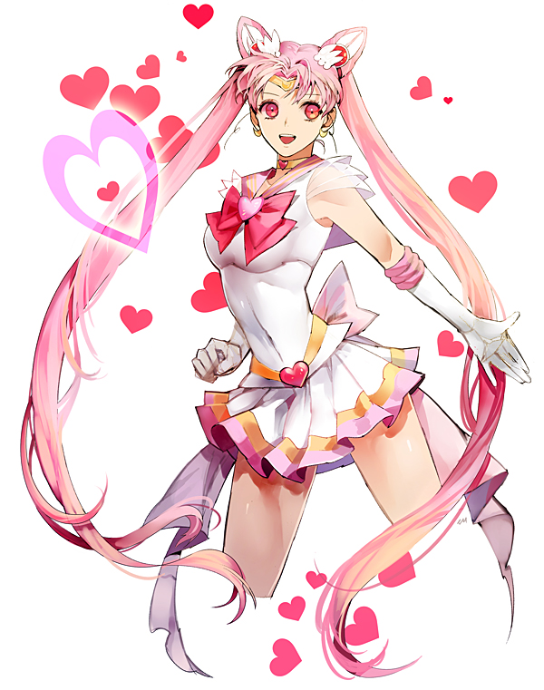 1girl, bishoujo_senshi_sailor_moon, chibi_usa, choker, circlet, crescent, earrings, elbow_gloves