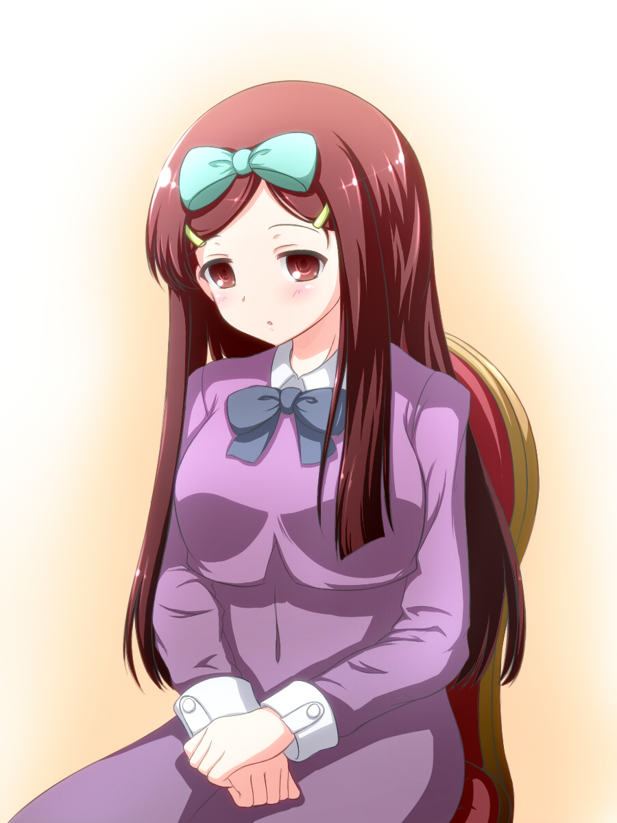 1girl, alternate_hairstyle, banderasu, blush, brown_eyes, brown_hair, hair_ornament, hairclip