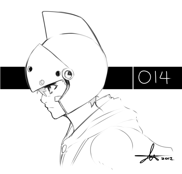 1boy, autumn-north, battle_fantasia, cape, helmet, lineart, marco_(battle_fantasia), monochrome