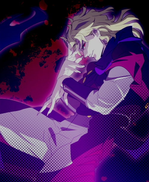 1boy, blonde_hair, claws, dio_brando, jojo_no_kimyou_na_bouken, red_eyes, scarf, solo, sumizuki