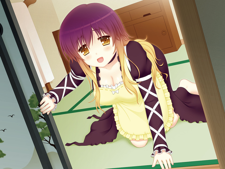 1girl, all_fours, blonde_hair, cpu_(hexivision), gradient_hair, hijiri_byakuren, long_hair, multicolored_hair