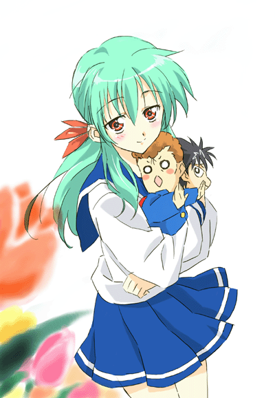 2boys, alternate_costume, aqua_hair, black_hair, blush, blush_stickers, brother_and_sister, character_doll
