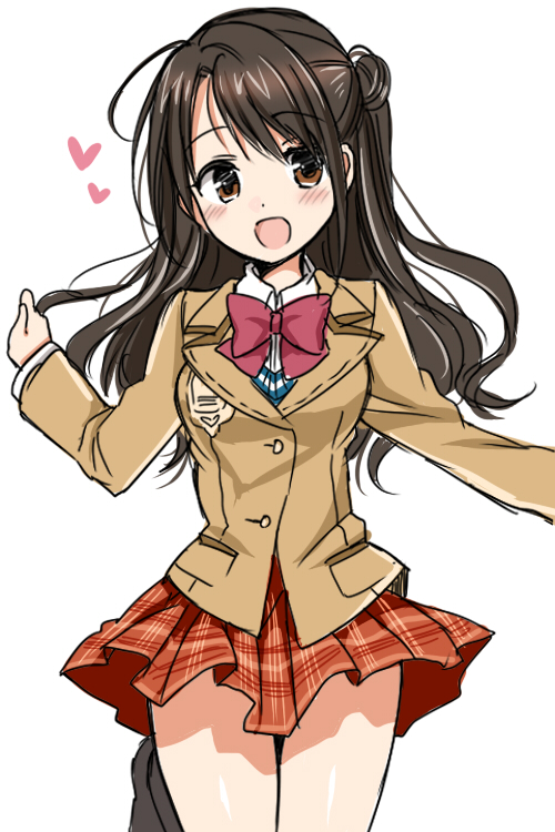 1girl, :d, blazer, bow, brown_eyes, brown_hair, idolmaster, idolmaster_cinderella_girls