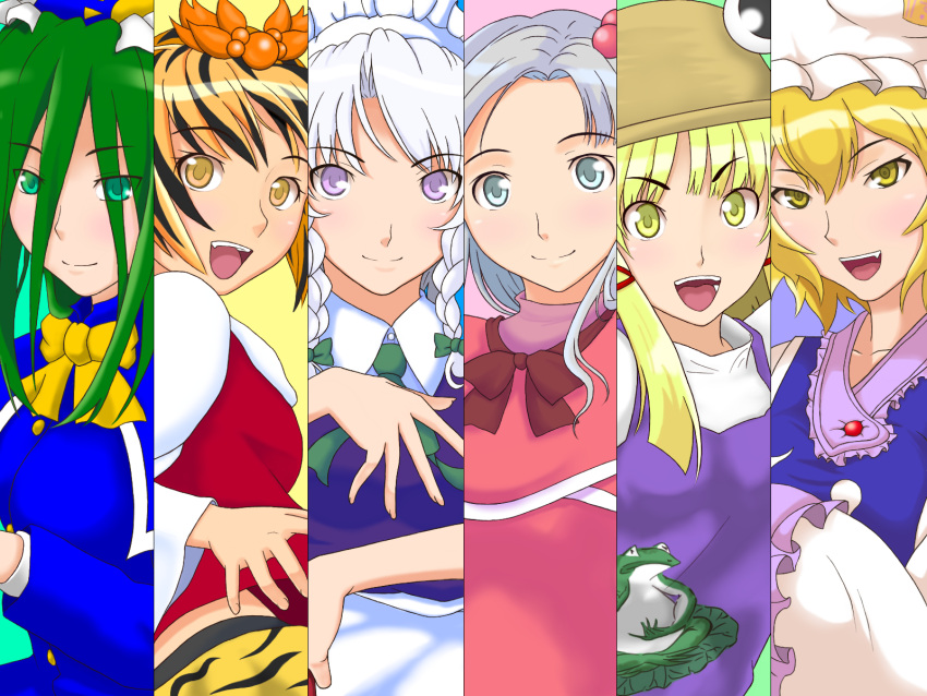 6+girls, highres, infinity_slope, izayoi_sakuya, mima, moriya_suwako, multiple_girls, shinki