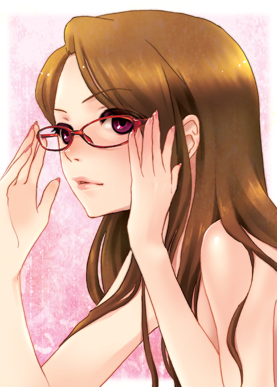 1girl, bespectacled, brown_hair, fingernails, glasses, idolmaster, lips, minase_iori