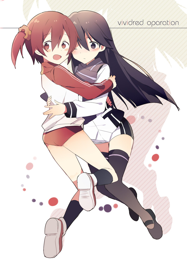 2girls, buruma, isshiki_akane, kuroki_rei, long_hair, megata, multiple_girls, purple_hair