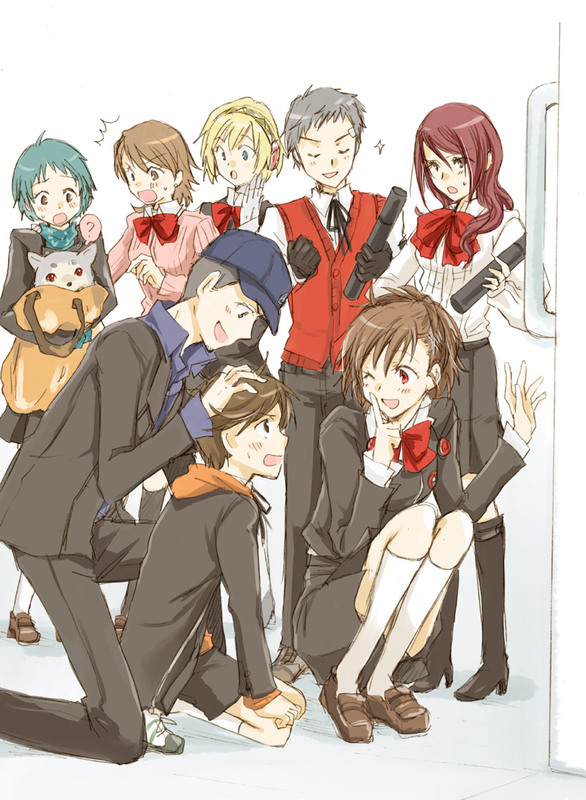 aegis, amada_ken, android, animal, blush, bow, dog, female_protagonist_(persona_3)