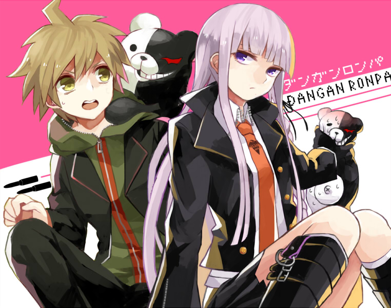 amarisu, boots, brown_eyes, brown_hair, dangan_ronpa, gloves, kirigiri_kyouko, lavender_hair