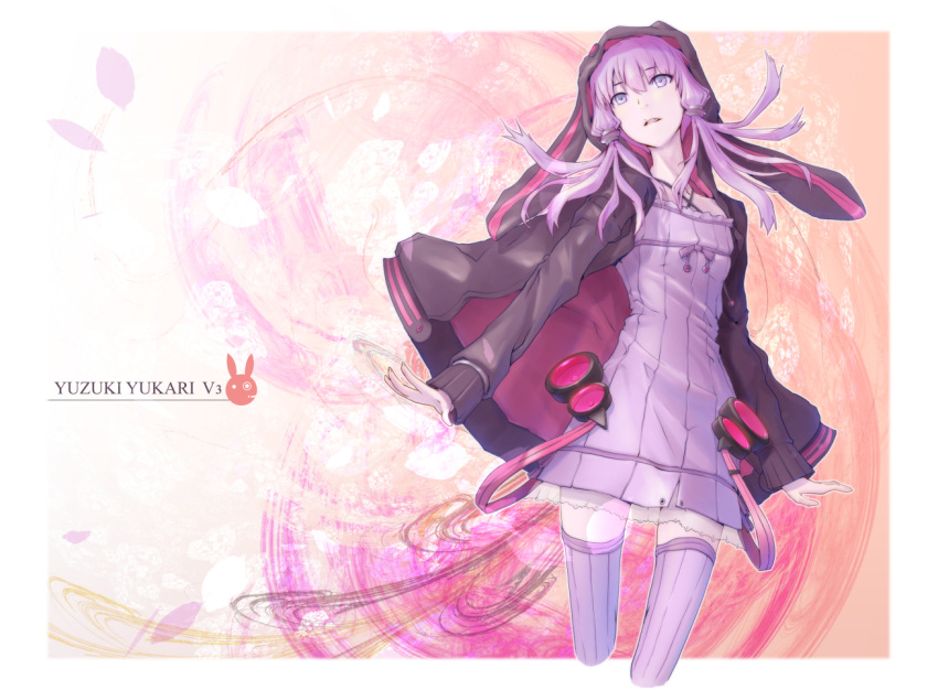 1girl, character_name, collarbone, hoodie, magzz, parted_lips, purple_hair, purple_legwear
