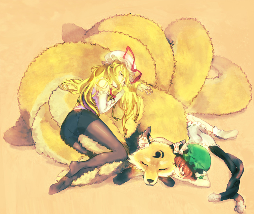 animal, animal_ears, ass, bad_id, blonde_hair, bloomers, brown_hair, cat_ears