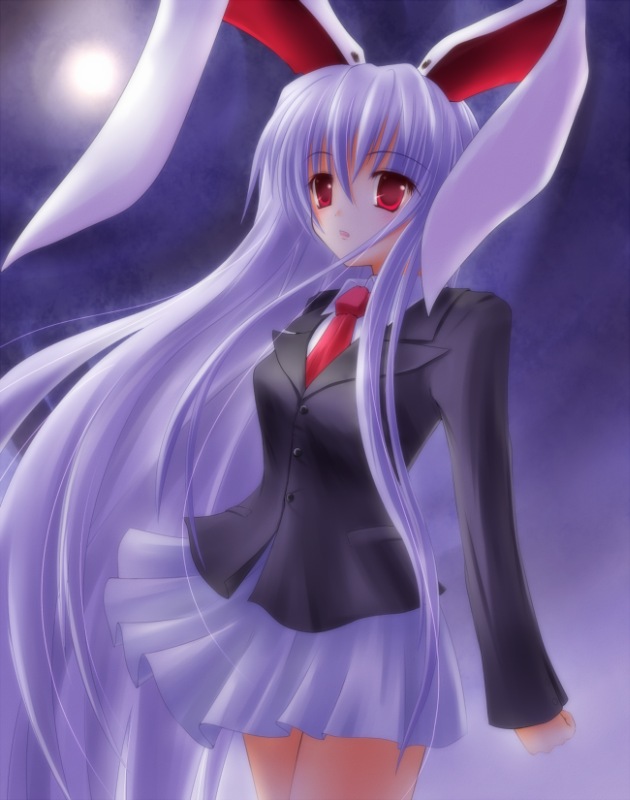 blazer, bunny_ears, bunnygirl, long_hair, necktie, pleated_skirt, red_eyes, reisen_udongein_inaba