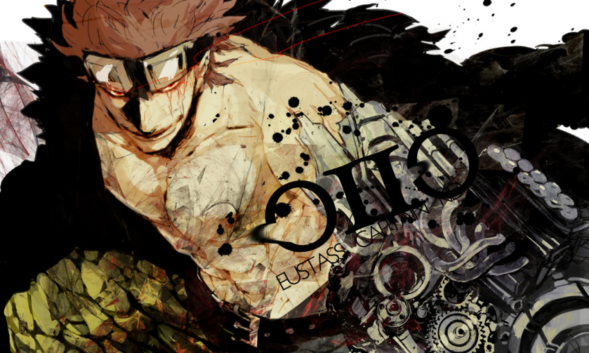 eustass_captain_kid, fur_coat, goggles, goggles_on_head, mechanical_arms, natsume_(ntm_62), one_piece, redhead